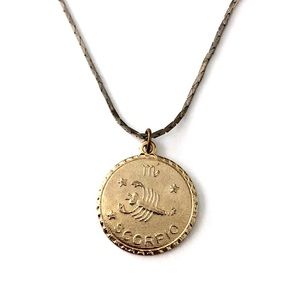 Vintage Scorpio Zodiac Coin Pendant Necklace